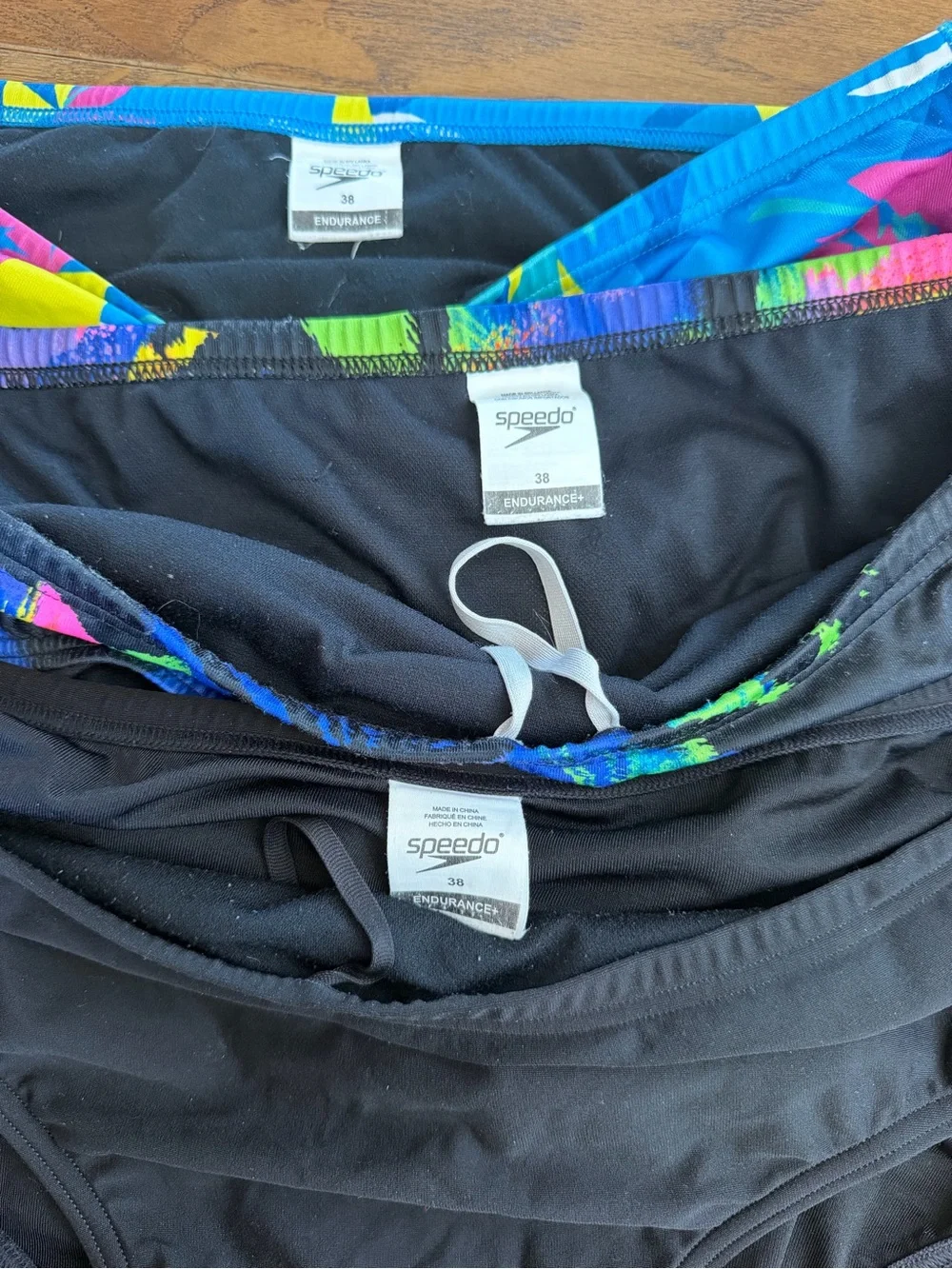 Speedo  Endurance Men’s 3-Pack Swim Speedos - Black, Blue & Multi Colorful 38